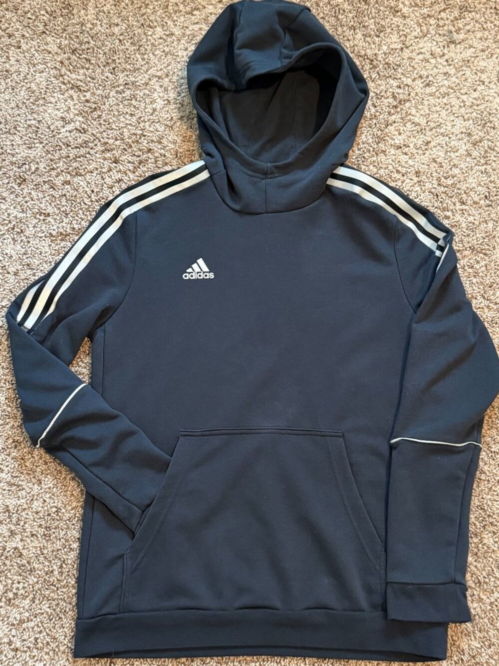 adidas Cowl Neck Hoodie Black Size M - Reflective 3-Stripe Athleisure - Picture 9 of 12